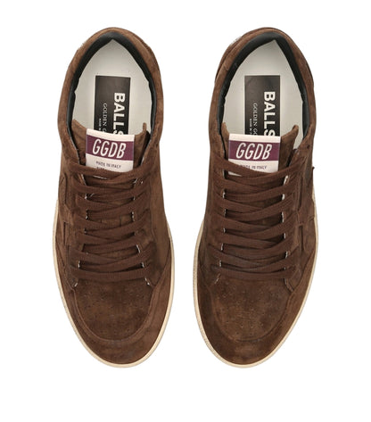 Golden Goose Ball Star featuring brown suede signature side star appliqué and distressed sole