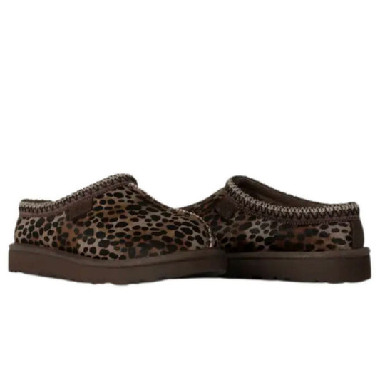 UGG Tasman Caspian slipper in the Burnt Cedar spotted leopard print