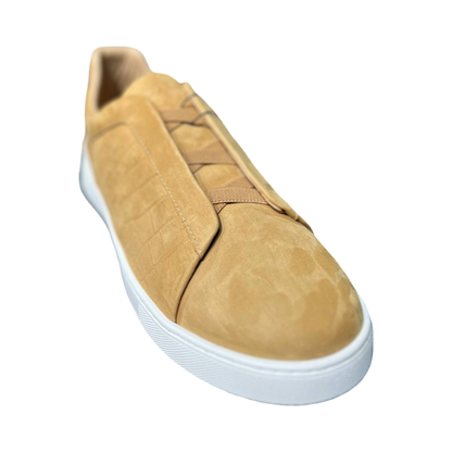 ZEGNA Crocodile Leather Triple Stitch Secondskin tan