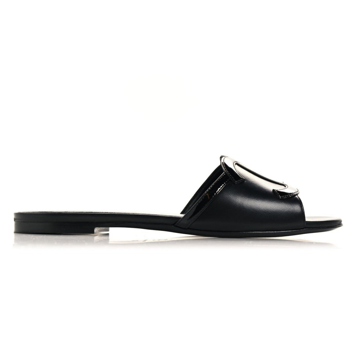 Chanel Lambskin CC Cutout Sandal Mules Black
