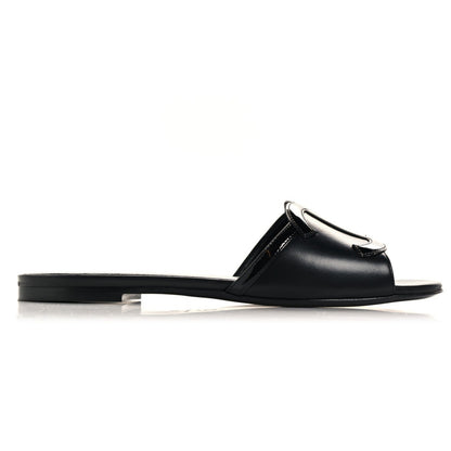 Chanel Lambskin CC Cutout Sandal Mules Black
