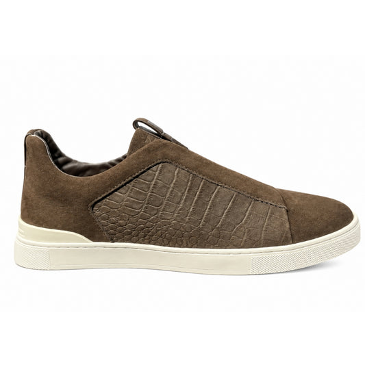 ZEGNA Crocodile Leather Triple Stitch Secondskin Brown