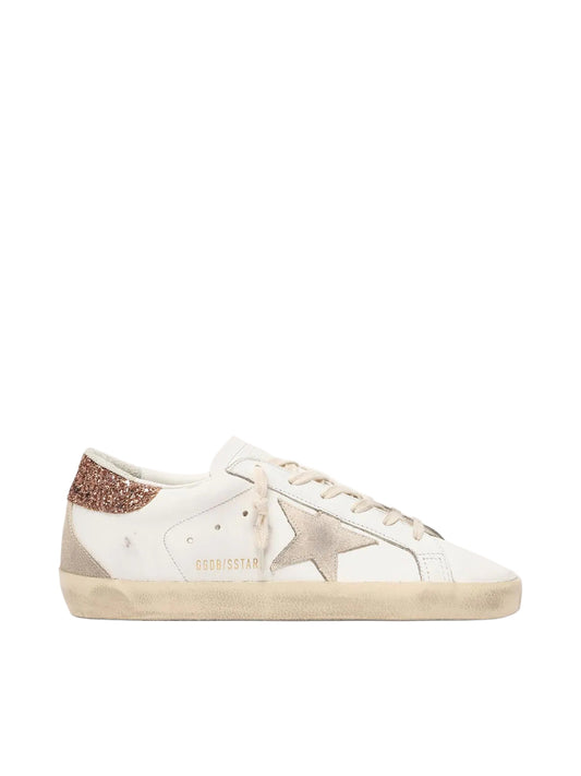 Golden Goose Super-Star with a suede star and peach-pink glitter heel tab_Unique Store
