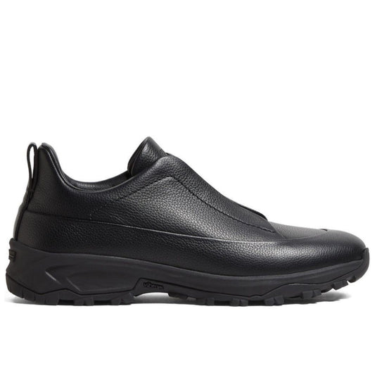 ZEGNA Black Leather Triple Stitch Monte Sneakers