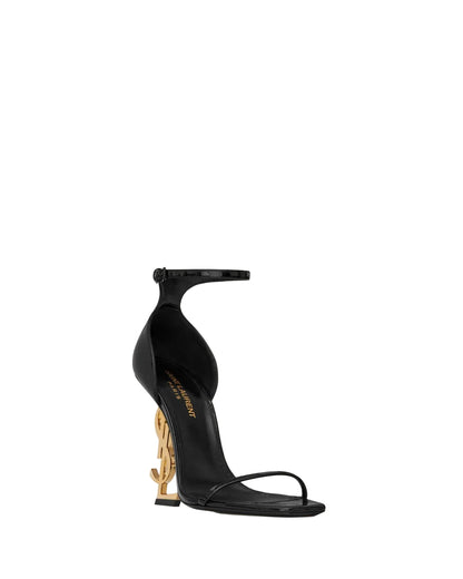Saint Laurent OPYUM Sandals in Patent Leather Black