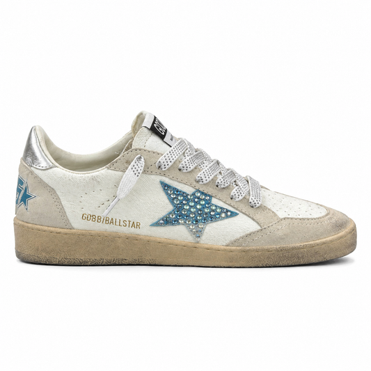 Golden Goose Ball Star blue crystal embellished star on the side