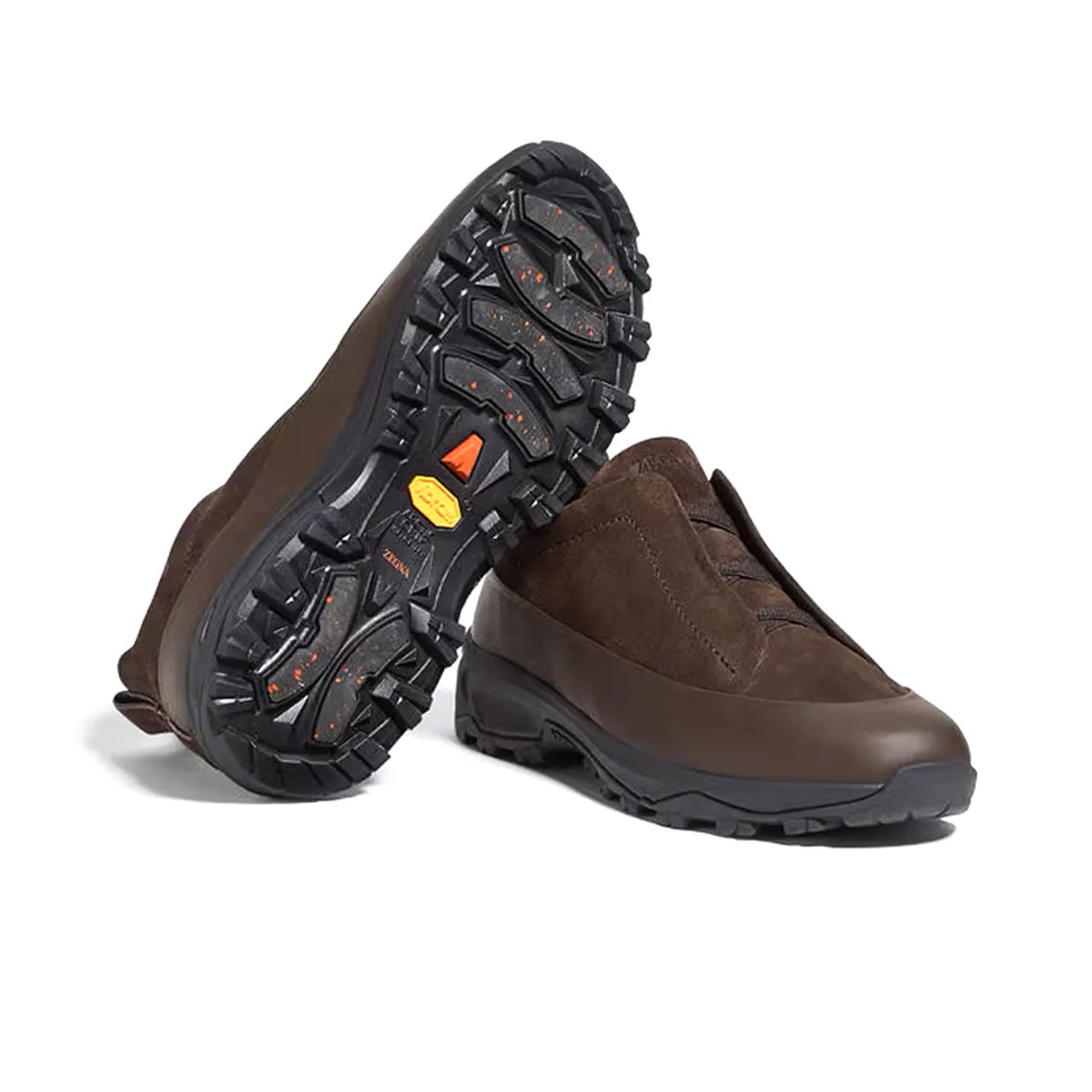 Zegna Brown Suede and Leather Triple Stitch Monte