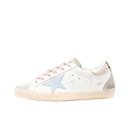 Golden Goose Super-Star leather upper and star suede toe and spur laminated heel metal lettering