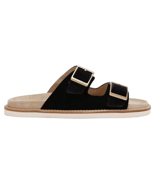 BRUNELLO CUCINELLI Suede Double Strap Sandals Black