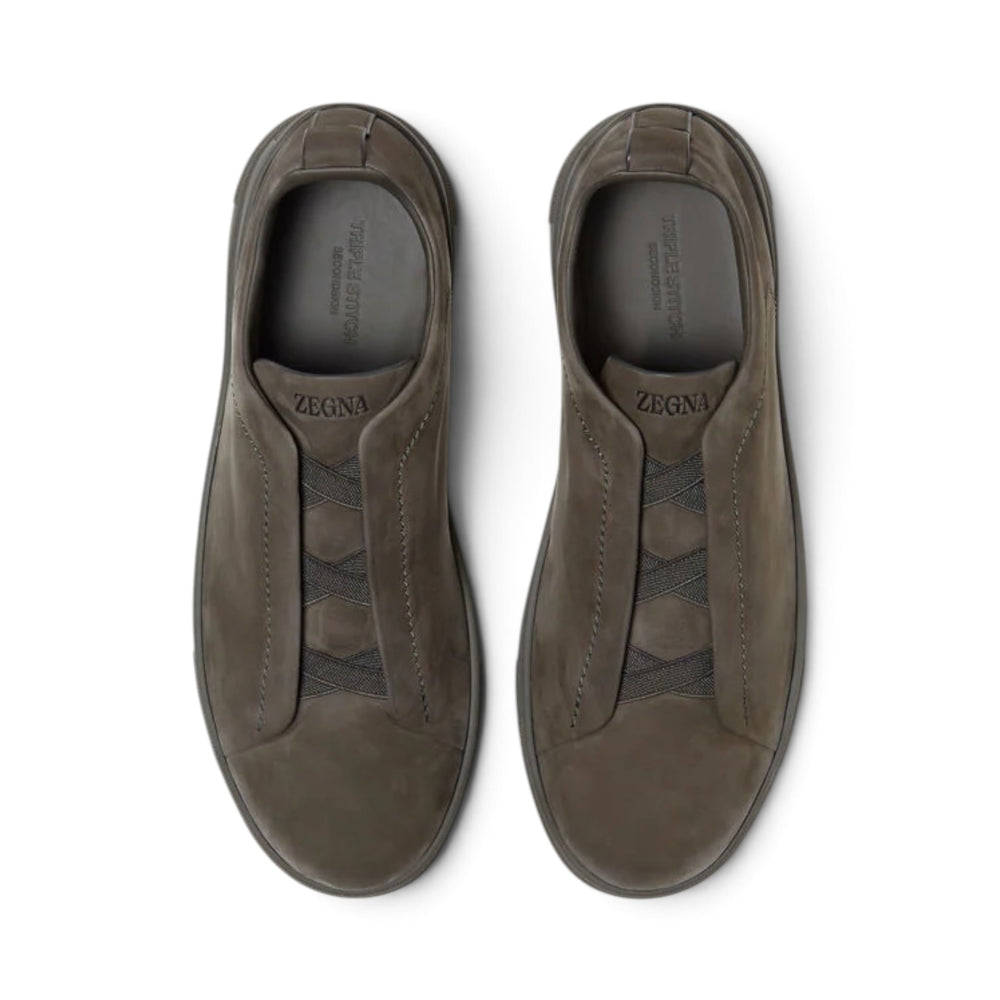 Zegna Dark Taupe Triple Stitch SECONDSKIN Sneakers