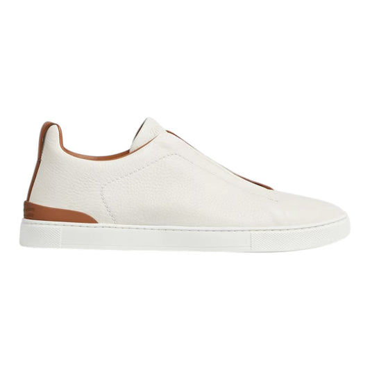 ZEGNA OFF WHITE DEERSKIN TRIPLE STITCHTM SNEAKERS_Unique Store