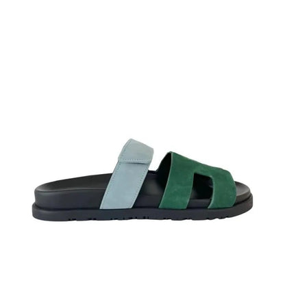 Hermès Chypre Sandals In Suede in Green