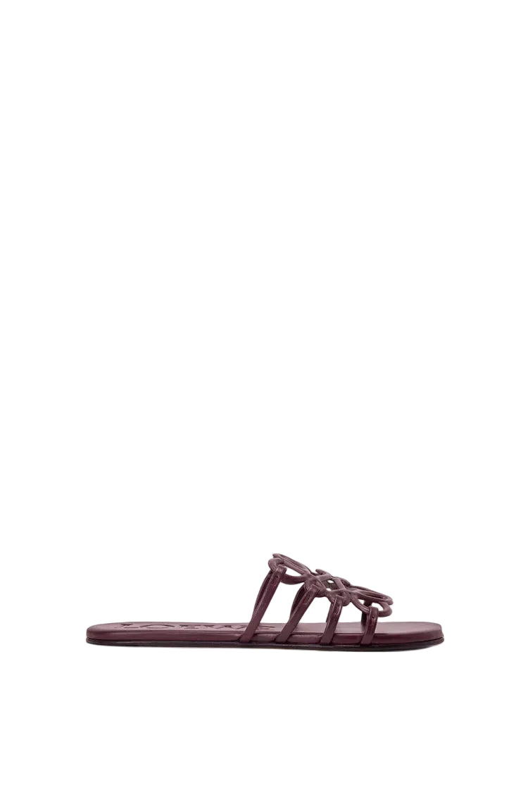 LOEWE Petal Anagram Dark Burgundy slide in calfskin