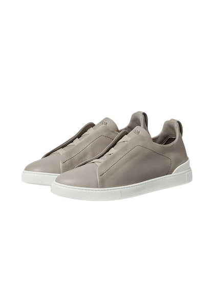 Zegna Light Grey Triple Stitch SECONDSKIN Sneakers