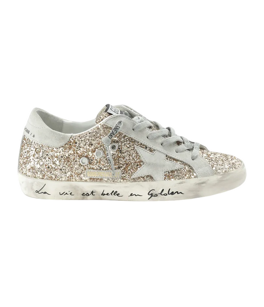 Golden Goose Super-Star Gold Glitter Sneakers_Unique Store