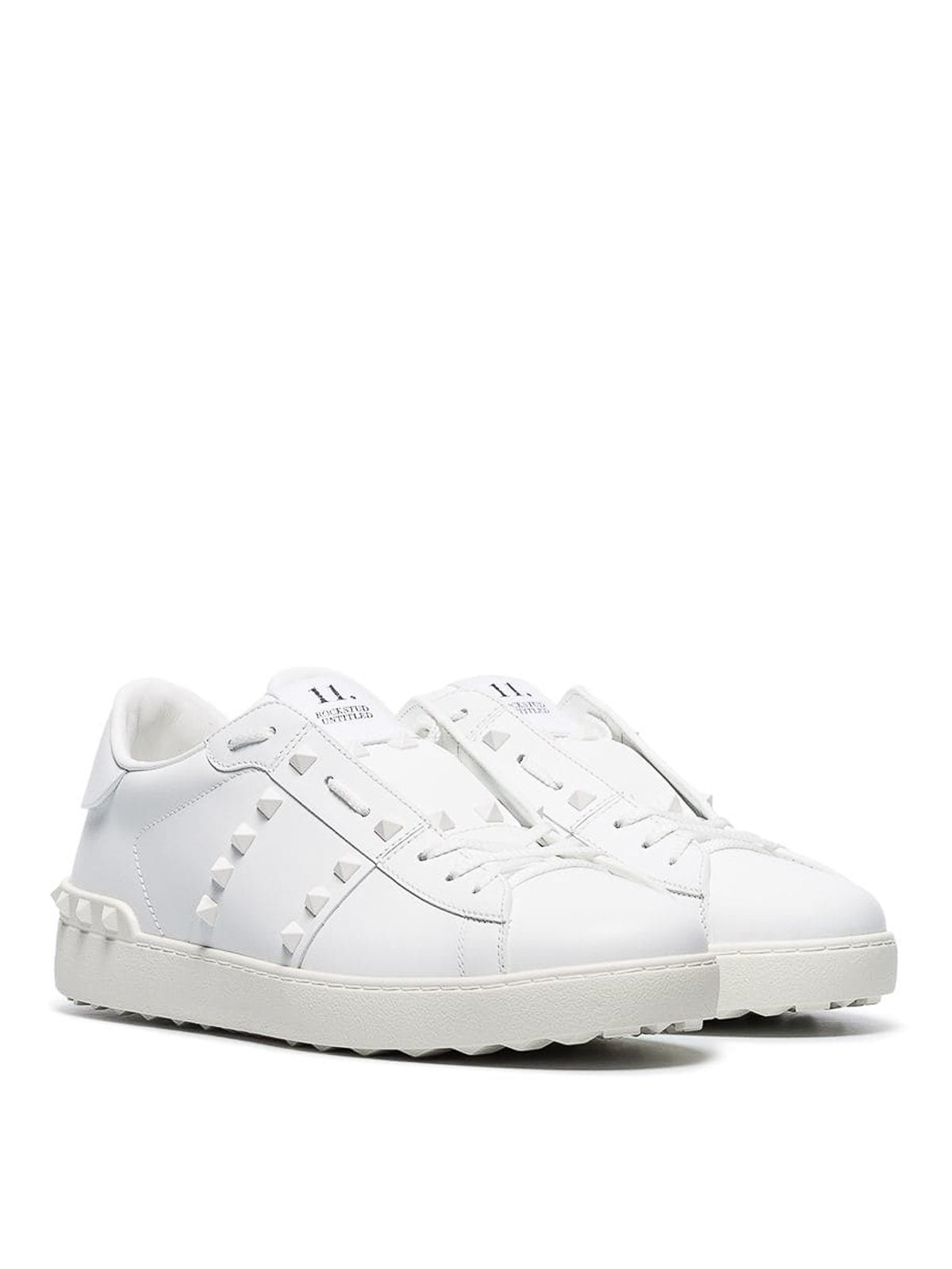 Valentino Garavani White In Calfskin Leather With White Tonal Studs Sneakers