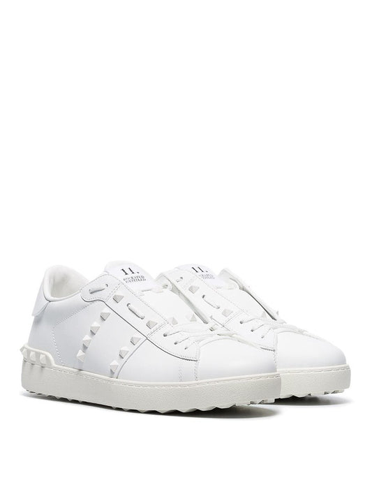 Valentino Garavani White In Calfskin Leather With White Tonal Studs Sneakers